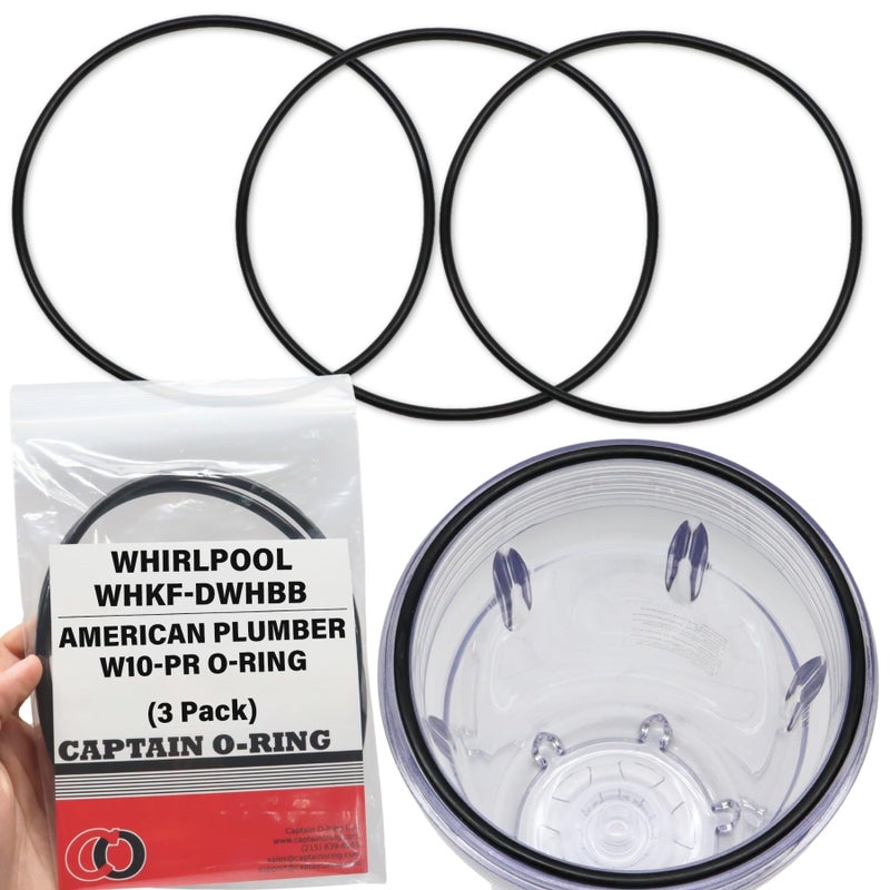 Captain O-Ring حلقة كابتن O - حلقات دائرية بديلة لـ Whirlpool WHKF-DWHBB (WHKF-C9) والسباك الأمريكي W10-PR (W10-OR) (3 عبوات) - Image 1